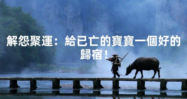 解怨聚運：給已亡的寶寶一個好的歸宿！